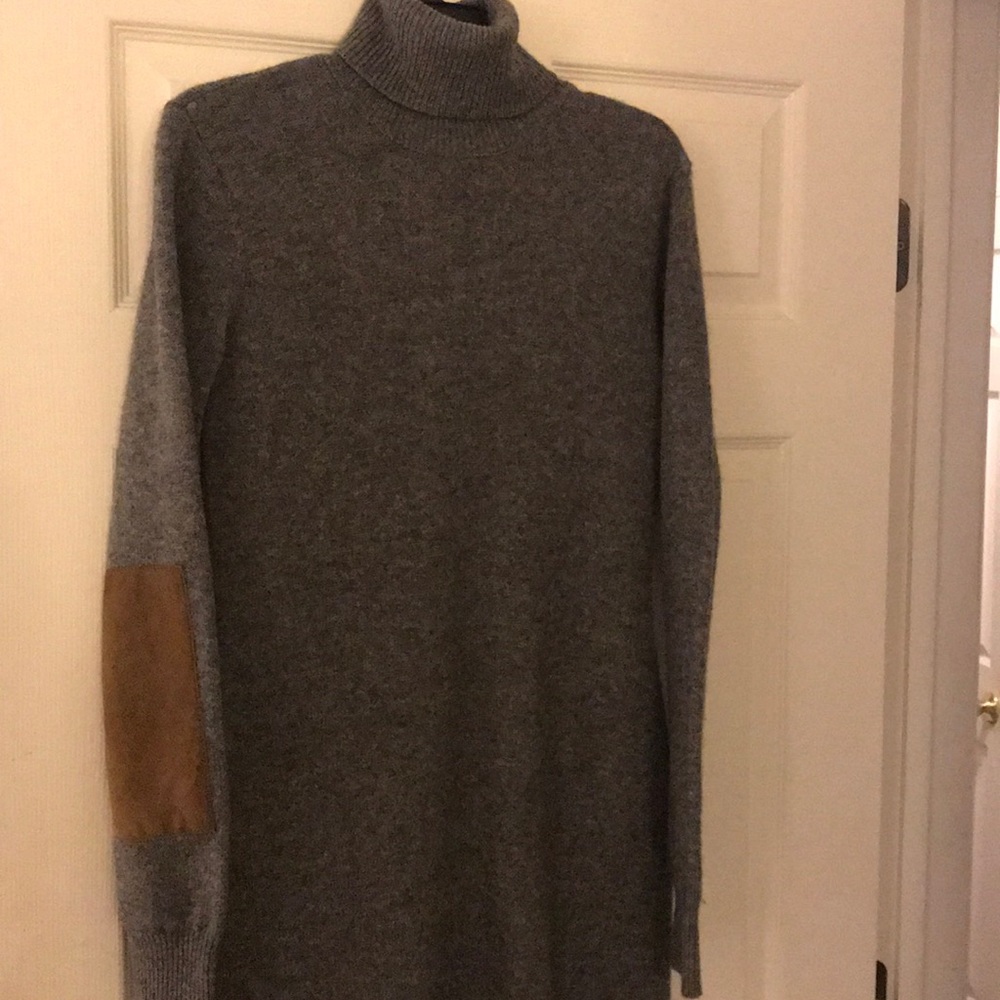 Suede elbow patch cashmere/wool dress